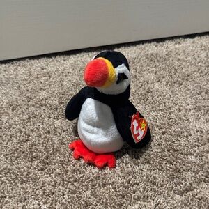Ty Beanie Babies Puffin Plush - Black, White, Red